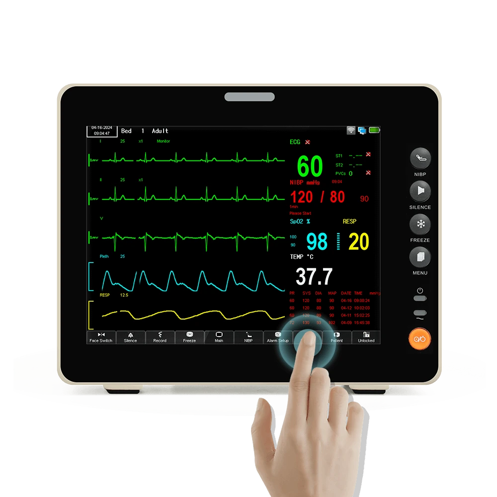 8 インチのタッチスクリーン + EtCO2 ポータブル患者モニター - ECG